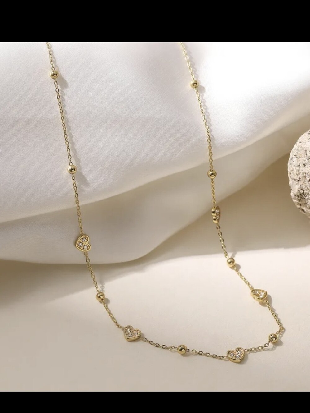 18K Gold Plated Diamond Mini Hearts Necklace